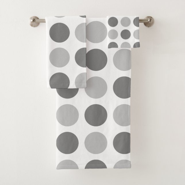 Polka Dot Greys Bath Towel Set (Insitu)