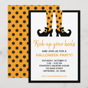Polka Dot Halloween Witch Party Invitations
