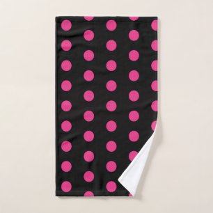 Polka Dot Hand Towel (Black & Neon Pink)