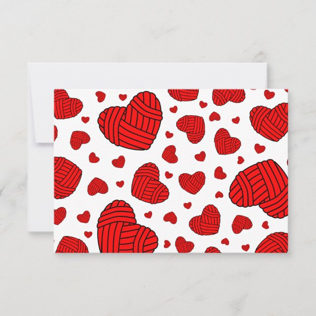 Polka Dot Heart Shaped Balls of Yarn (Red) Invitation (Front)