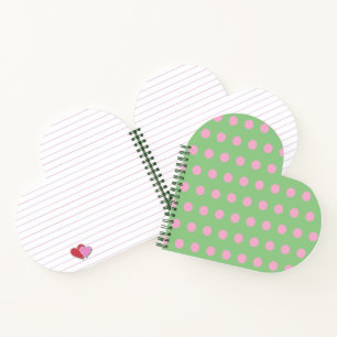 Polka Dot Heart Shaped Notebook (Sage Green)