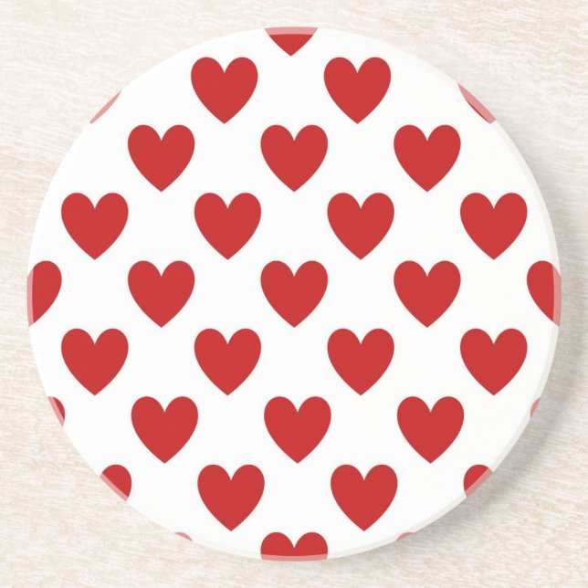 Polka Dot Hearts Pattern Coaster (Front)