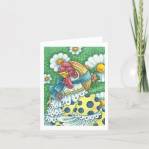 POLKA DOT HEN, CHICKEN PORTRAIT NOTE CARD Blank