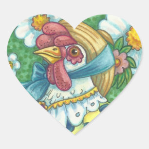 POLKA DOT HEN, CHICKEN STICKERS Heart, Sheet