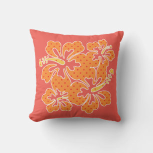 Polka Dot Hibiscus Tropical Outdoor Coussin