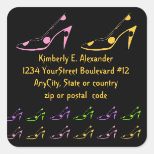 Polka Dot High Heel Return Address Square Sticker