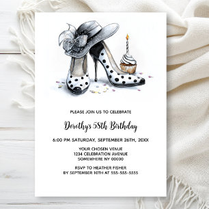 Polka Dot High Heel Shoes Birthday Party Invitation