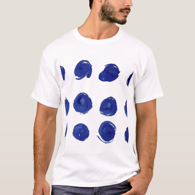 Polka dot, indigo blue watercolor. T-Shirt (Front)