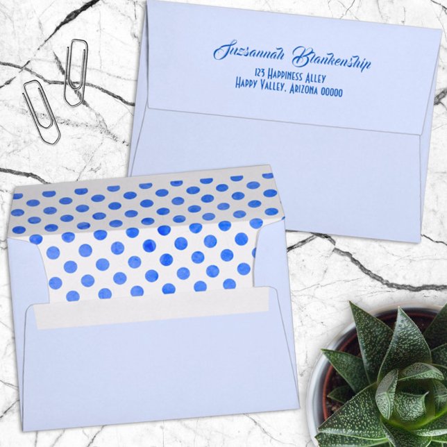 Polka Dot Inside Pastel Blue Outside Custom Envelope (Creator Uploaded)