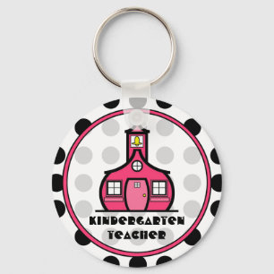 Polka Dot Kindergarten Teacher Keychain