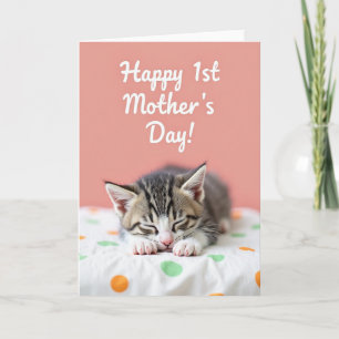 Polka Dot Kitten Naptime Card
