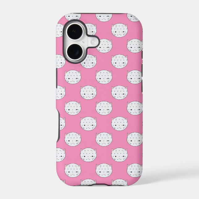 Polka Dot Kitty Pink and White Cat Face Pattern (Back)