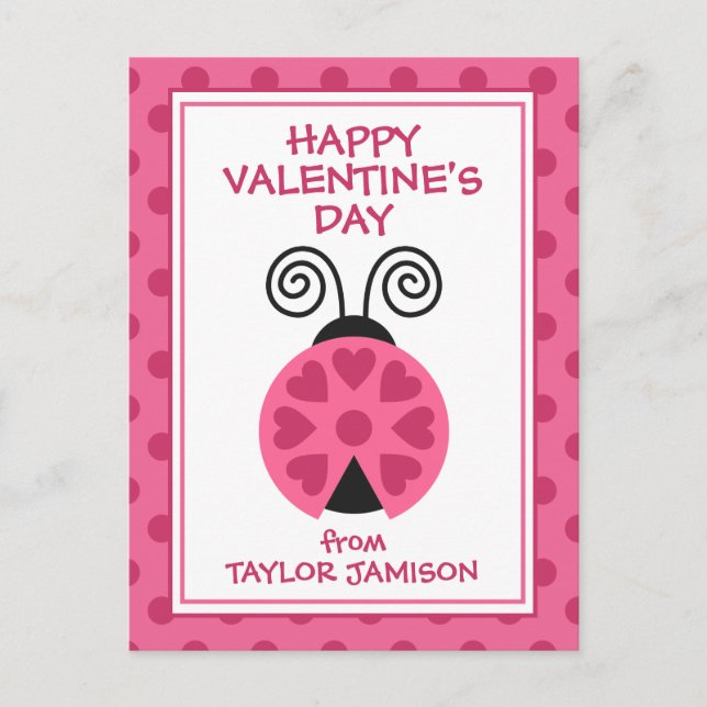 Polka Dot Ladybug Cartes de Saint Valentin personn (Devant)