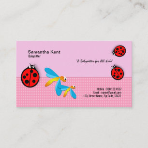 Polka Dot Ladybug Dragonfly Delight Business Card