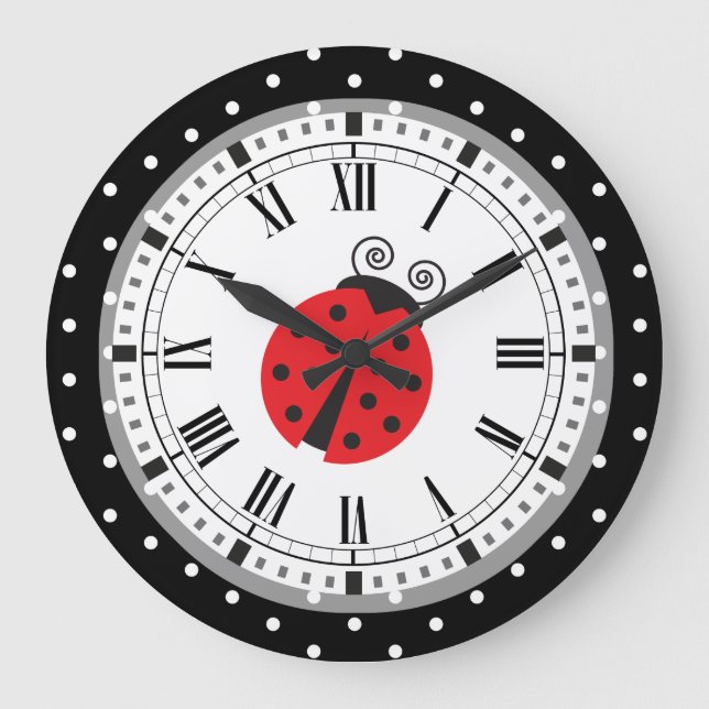 Polka Dot Ladybug Horloge De Style Rétro (Recto)