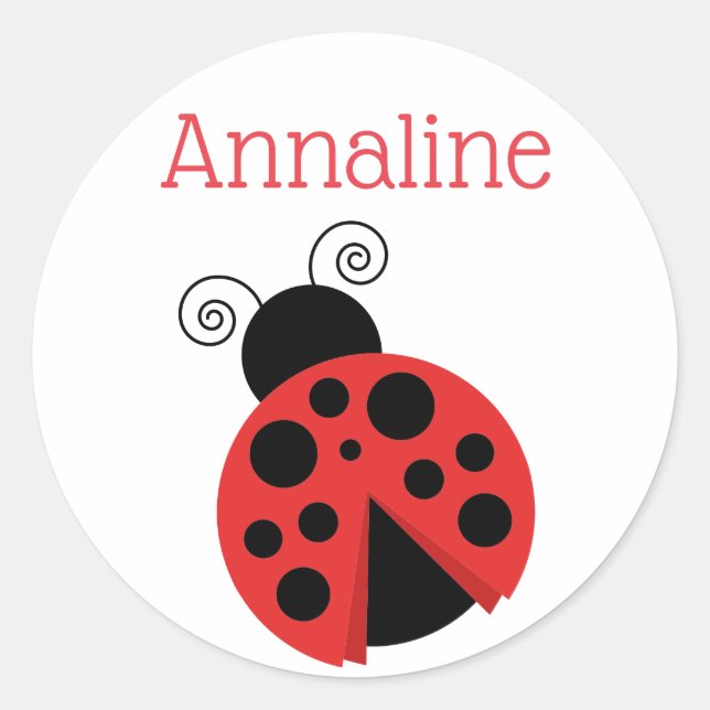 Polka Dot Ladybug Personalized Stickers (Front)