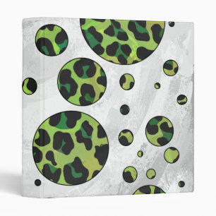 Polka Dot Leopard Black and Green Binder