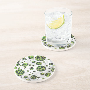 Polka Dot Leopard Black and Green Coaster