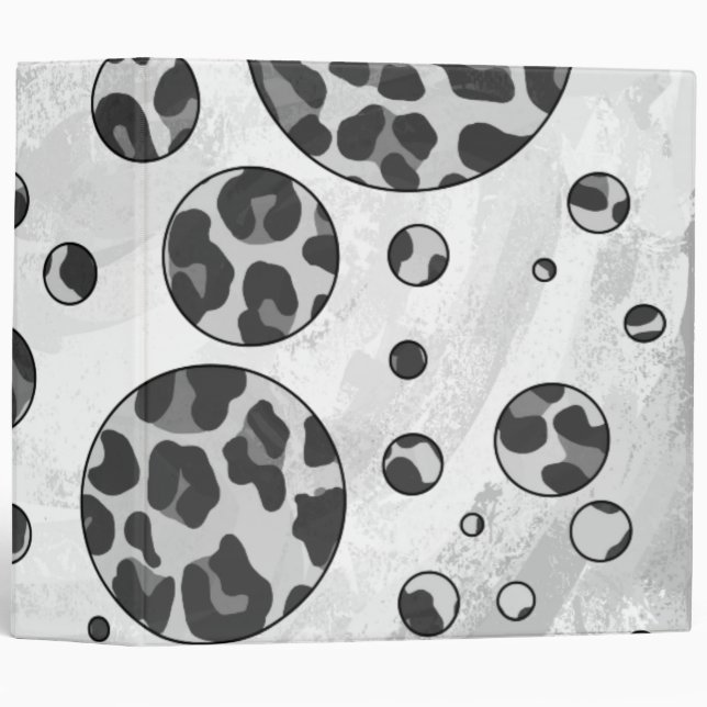 Polka Dot Leopard Black and White Design Binder (Front/Spine)