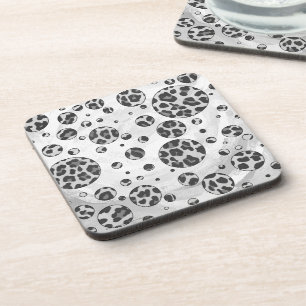 Polka Dot Leopard Black and White Design Coaster