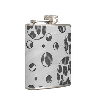 Polka Dot Leopard Black and White Design Hip Flask