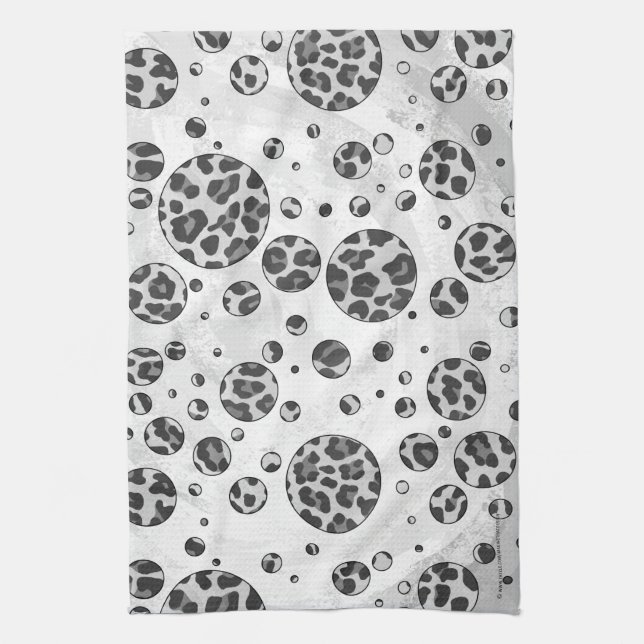 Polka Dot Leopard Black and White Design Kitchen Towel (Vertical)