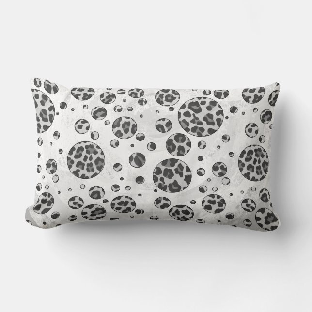 Polka Dot Leopard Black and White Design Lumbar Pillow (Front)