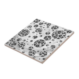 Polka Dot Leopard Black and White Design Tile