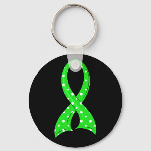 Polka Dot Lime Green Ribbon Non-Hodgkin's Lymphoma Keychain