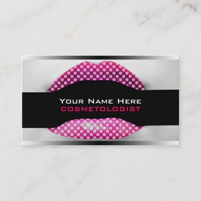 Polka Dot Lips MakeUp Artist  Business Cards (Front)