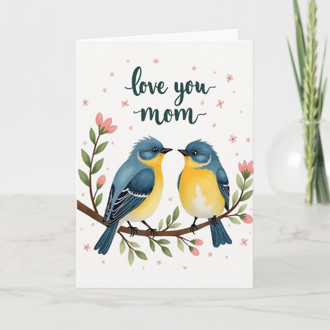 Polka Dot Love Birds Card (Front)