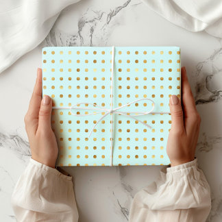 Polka Dot Mint And Faux Gold Foil Wrapping Paper