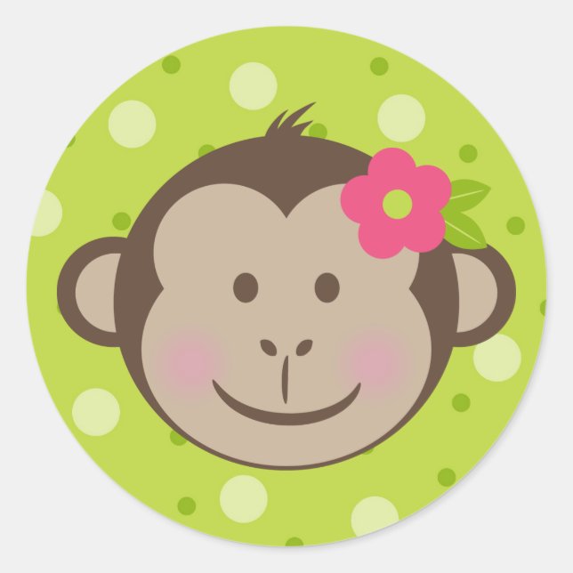 Polka Dot Monkey Goodie Bag Stickers (Front)