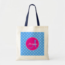 Polka dot monogram initial name pattern blue pink