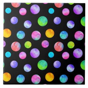Polka dot multi colored watercolor  tile