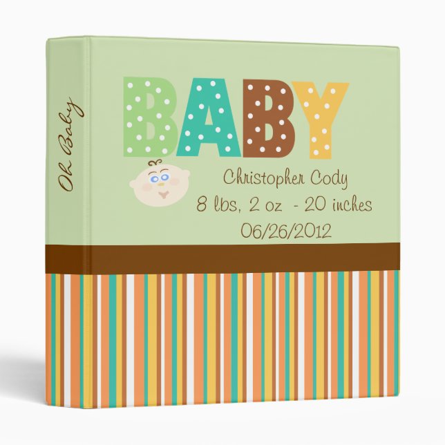 Polka Dot Multi Colour Personalized Baby Shower Binder (Front/Spine)