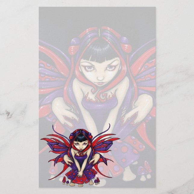 "Polka Dot Mushroom Fairy" Stationery (Front)