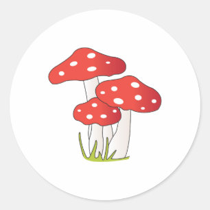 Polka Dot Mushrooms Classic Round Sticker