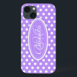 Polka dot named purple ipad case<br><div class="desc">Modern girls bright purple polka dot patterned graphic case. Perfect for personalizing your ipad or as a special Christmas or birthday gift for a woman or  teen girl. Personalize with your name and initial. This example reads: Bijanka M.  Design by Sarah Trett.</div>