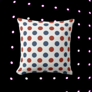 Polka Dot Navy and Red Throw Pillow