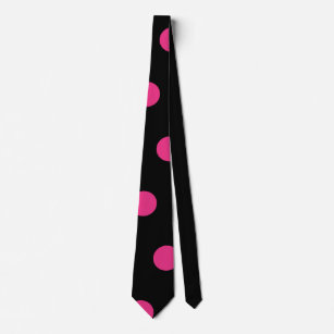 Polka Dot Neck Tie (Black & Neon Pink)