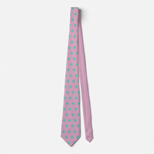 Polka Dot Neck Tie (Pink & Aqua) (Front)