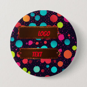 Polka dot neon colour illustration logo 3 inch round button