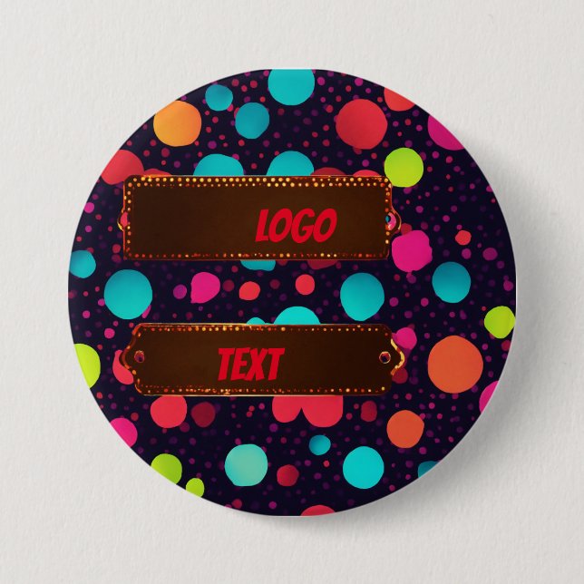Polka dot neon colour illustration logo 3 inch round button (Front)