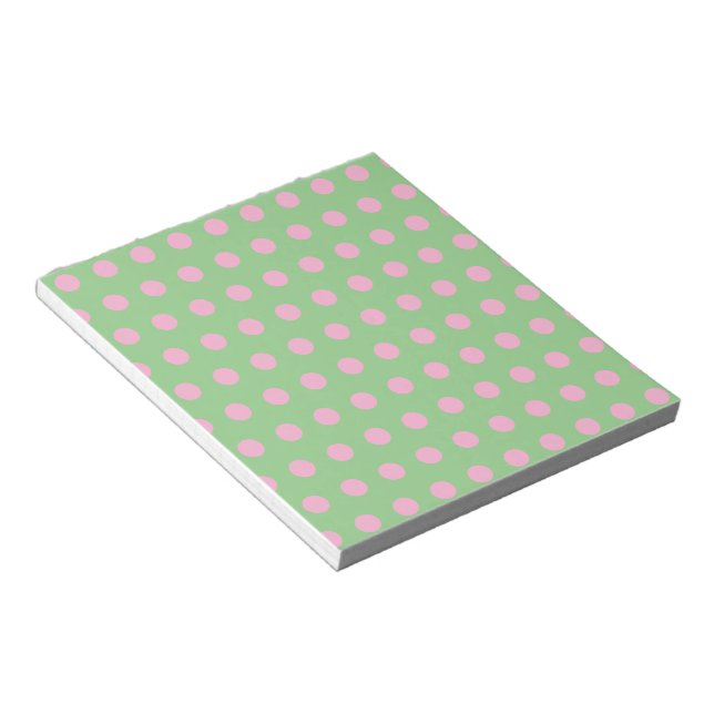 Polka Dot Notepad (Sage Green & Pastel Pink) (Angled)