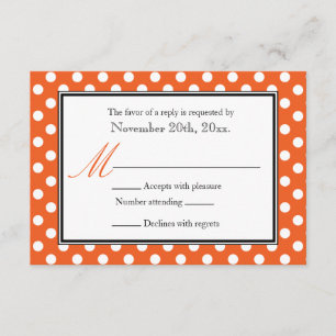 Polka Dot Orange et Blanc RSVP Cartes de réponse