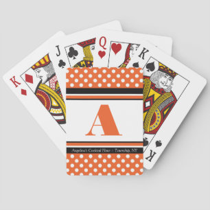 Polka Dot Orange Personalized Playing Cards