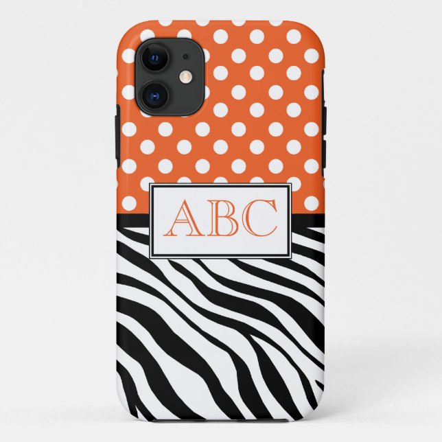 Polka Dot Orange & Zebra Print iPhone 5 Coque (Dos)
