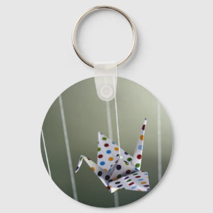 polka dot origami crane keychain