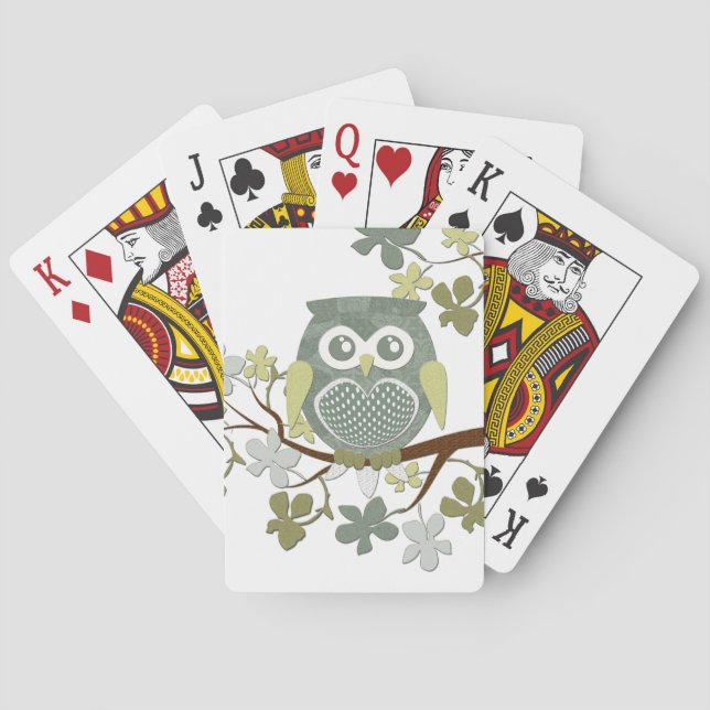 Polka Dot Owl in Tree Playing Cards (Back)